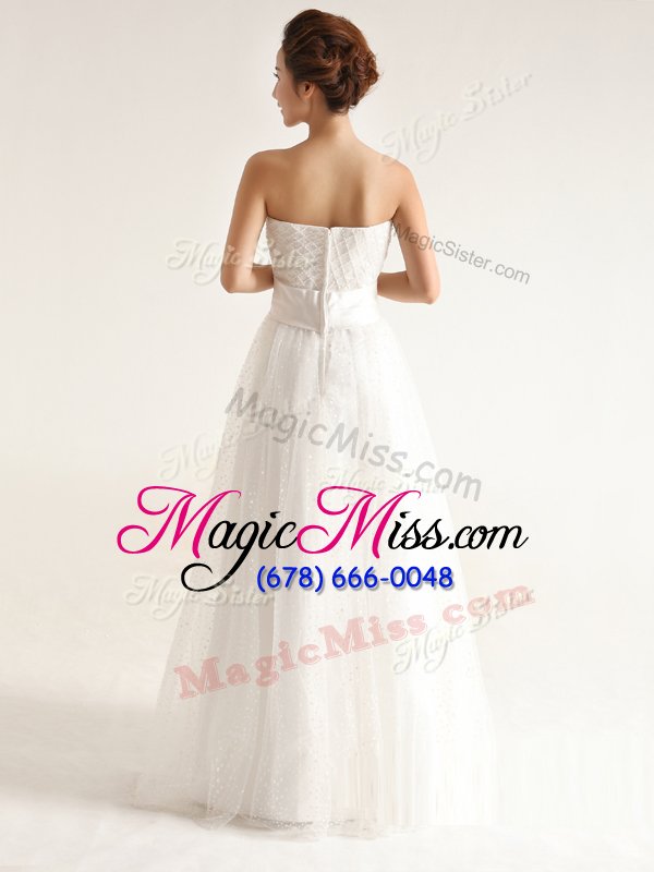 wholesale eye-catching hand made flower wedding gown white zipper sleeveless floor length