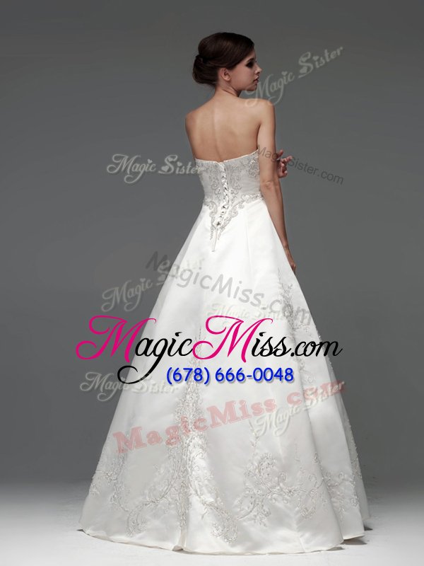 wholesale elegant strapless sleeveless lace up wedding gown white satin