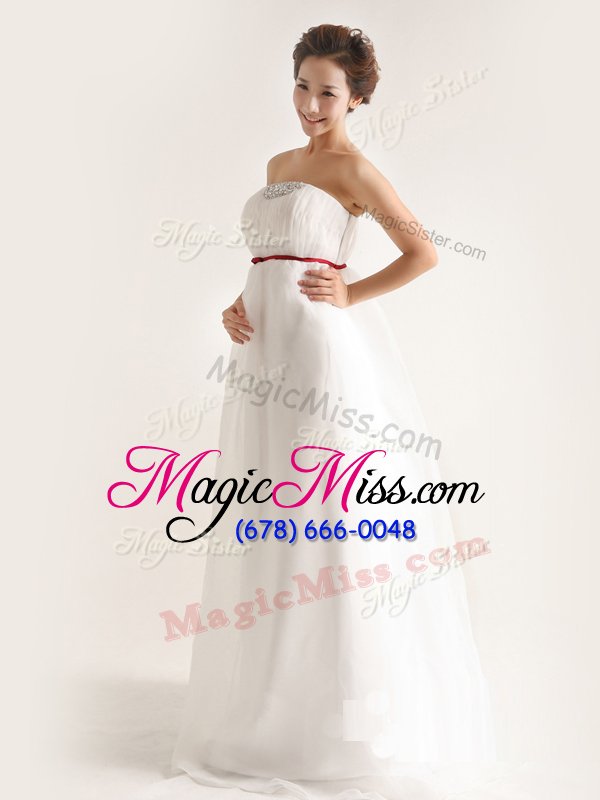 wholesale exquisite chiffon sleeveless with train wedding dresses brush train and beading