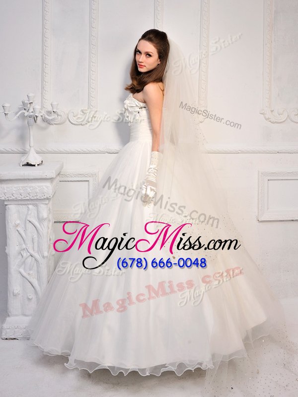 wholesale dynamic white strapless lace up beading wedding gowns sleeveless