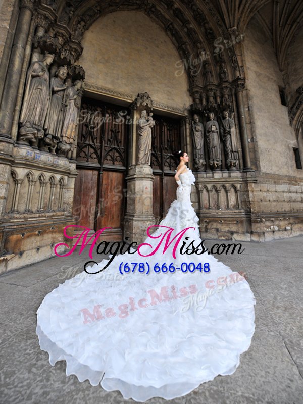 wholesale excellent one shoulder lace up bridal gown white and in for wedding party with lace cathedral train