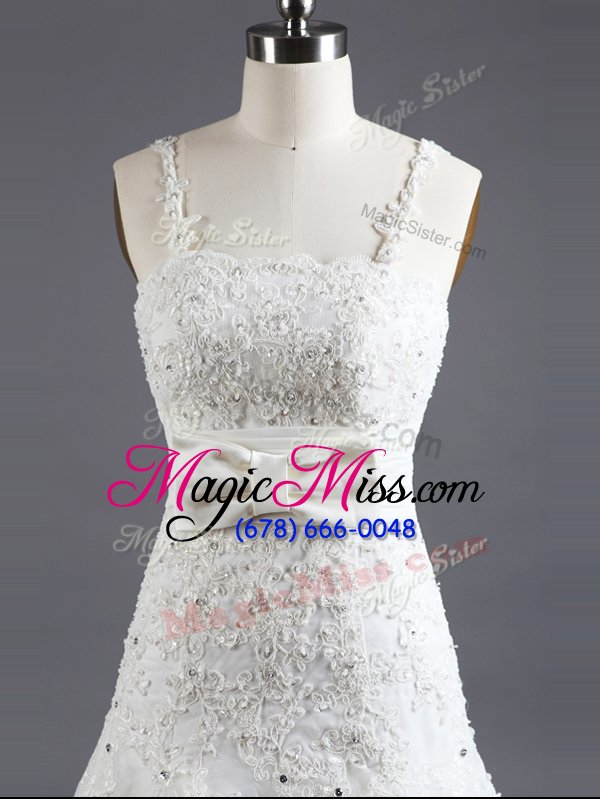 wholesale new style white square neckline beading and appliques and bowknot wedding dresses sleeveless lace up
