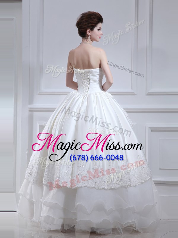 wholesale spectacular white wedding dress wedding party and for with beading and appliques and ruffled layers strapless sleeveless lace up