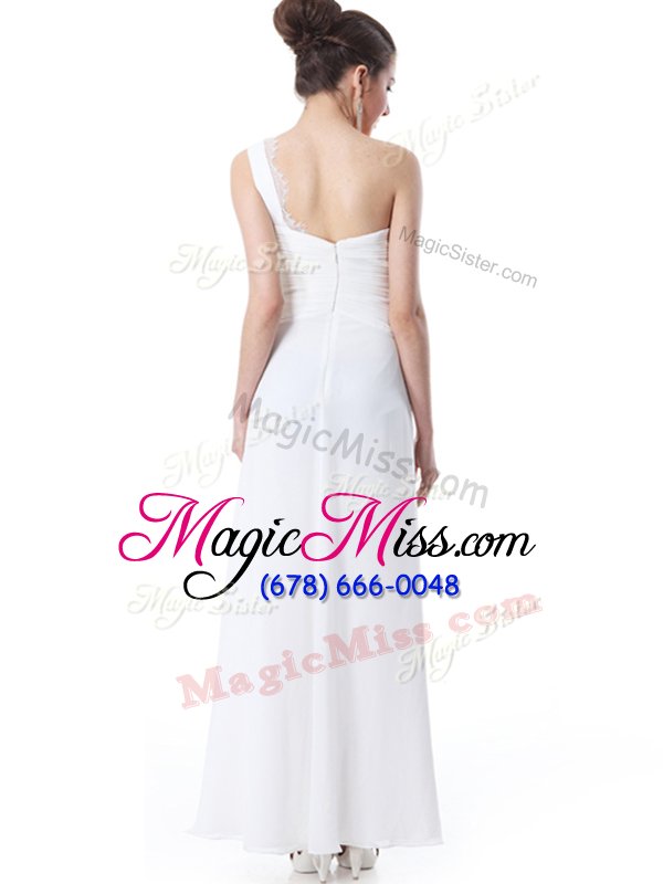 wholesale artistic one shoulder sleeveless chiffon wedding gowns lace zipper
