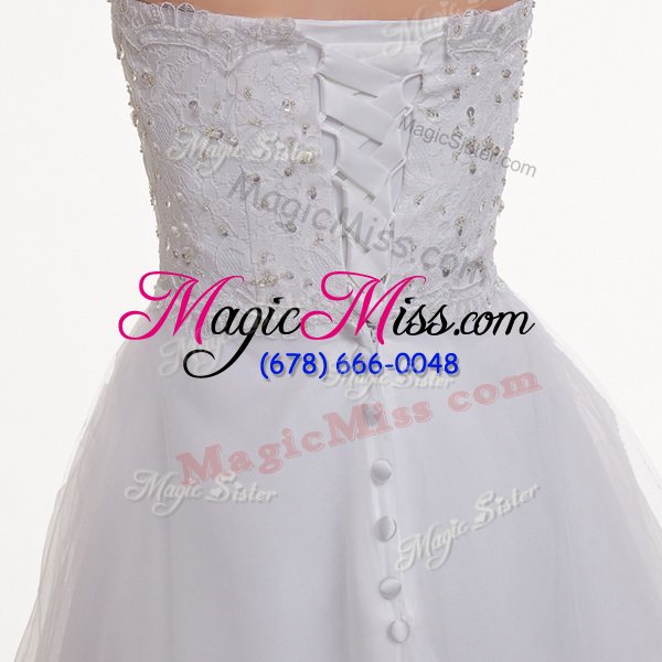 wholesale great sweetheart sleeveless court train lace up wedding gown white tulle