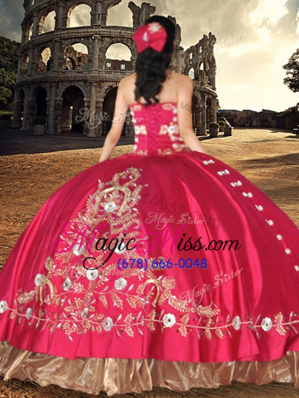 wholesale clearance fuchsia lace up vestidos de quinceanera embroidery sleeveless floor length