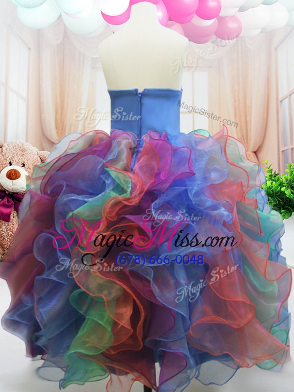 wholesale fashion multi-color sleeveless organza zipper little girl pageant dress for party and wedding party