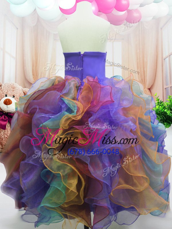 wholesale pretty multi-color sleeveless floor length beading and ruffles zipper little girls pageant dress wholesale