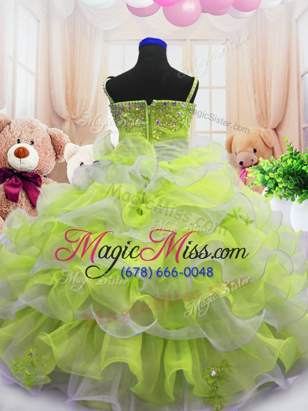 wholesale luxurious sleeveless beading and ruffled layers zipper little girls pageant dress wholesale