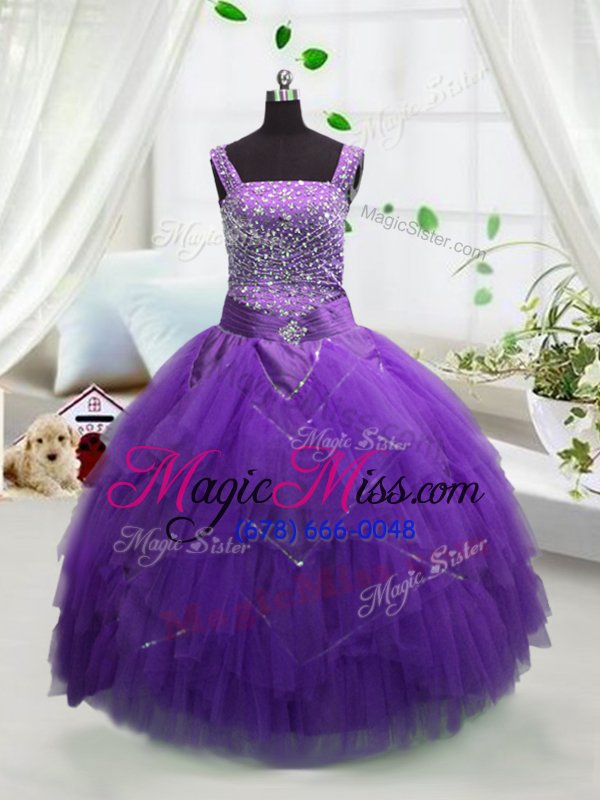 wholesale lovely sleeveless beading and ruffles lace up little girls pageant dress wholesale