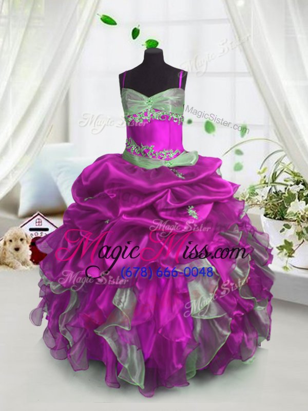 wholesale wonderful sleeveless beading and ruffles and pick ups lace up little girls pageant gowns