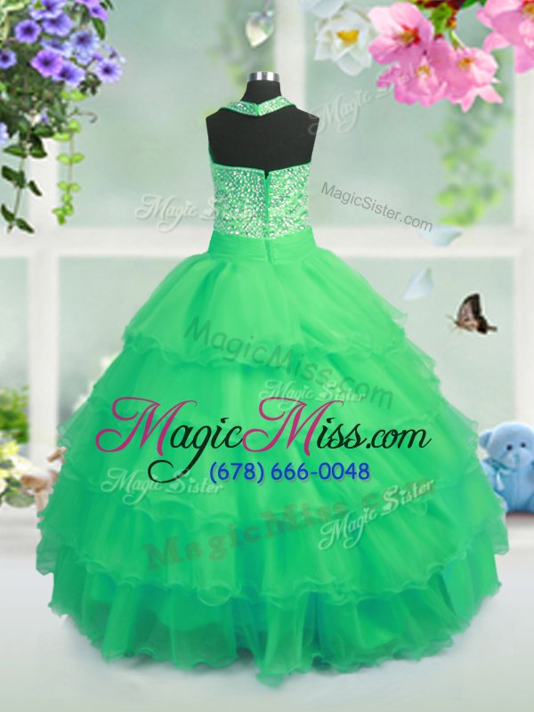 wholesale cute sleeveless floor length beading and ruffled layers zipper little girls pageant dress wholesale