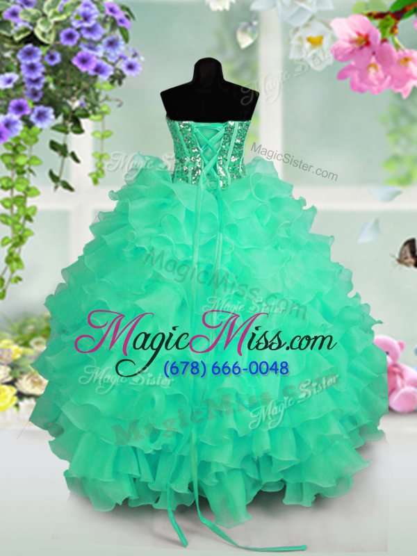 wholesale lovely sweetheart sleeveless organza girls pageant dresses ruffled layers and sequins lace up