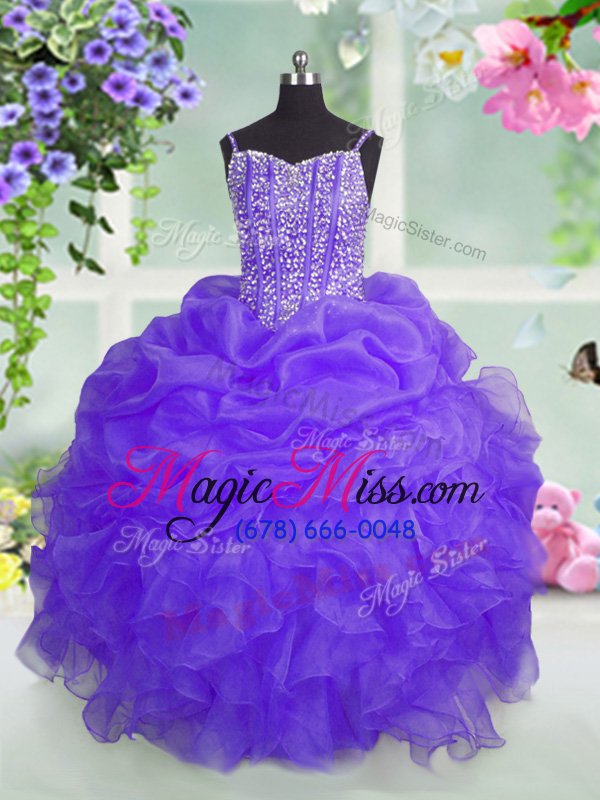 wholesale best pick ups floor length lavender little girls pageant gowns spaghetti straps sleeveless lace up