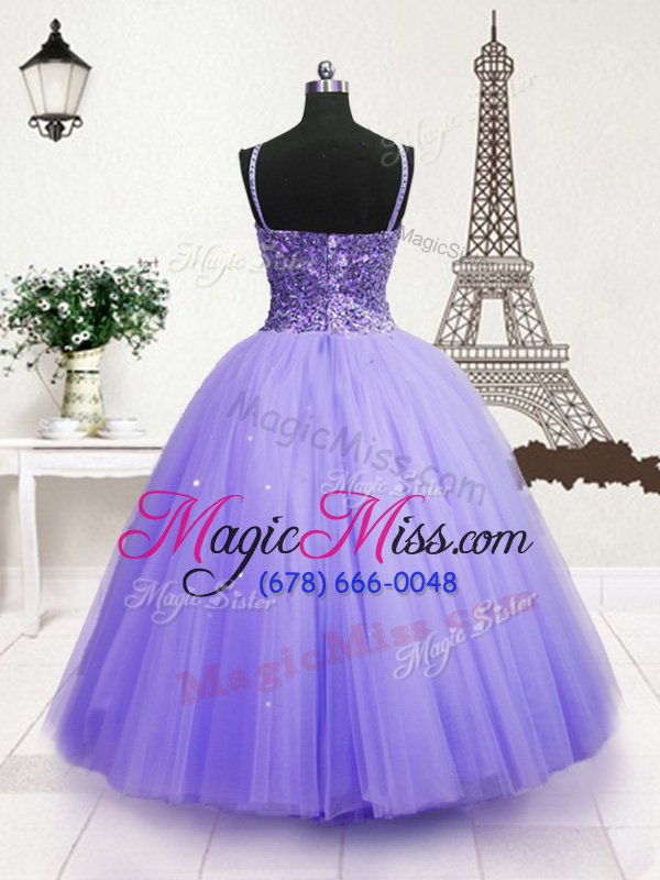 wholesale discount tulle sleeveless floor length pageant gowns for girls and beading and sequins