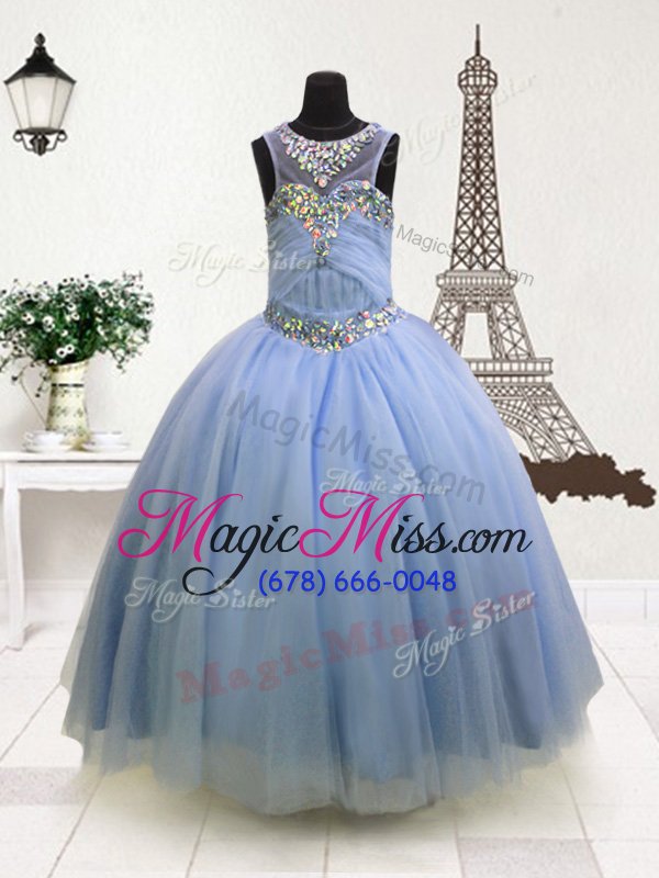 wholesale light blue little girls pageant dress wholesale party and wedding party and for with beading and ruffles scoop sleeveless zipper