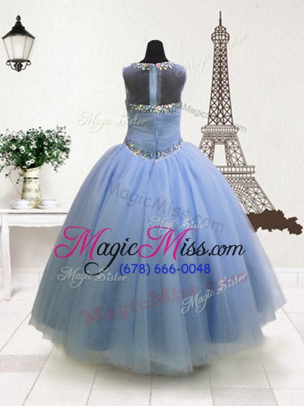wholesale light blue little girls pageant dress wholesale party and wedding party and for with beading and ruffles scoop sleeveless zipper