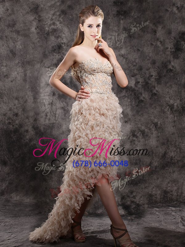 wholesale high low empire sleeveless champagne pageant dresses zipper