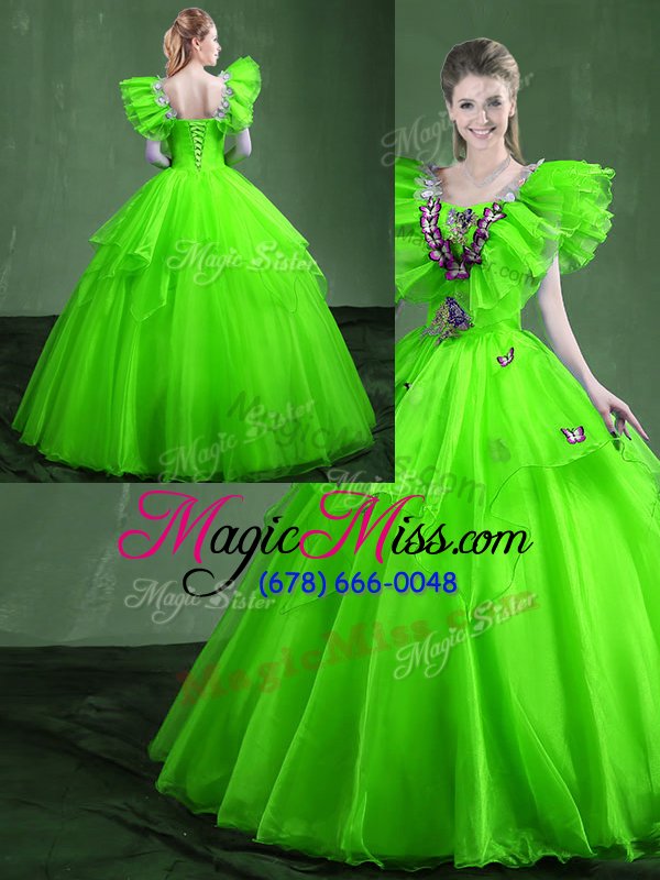 wholesale spectacular floor length lace up quinceanera dresses for military ball and sweet 16 and quinceanera with appliques and ruffles