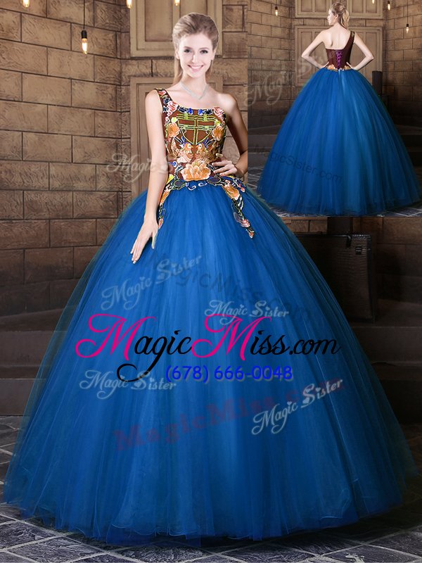 wholesale one shoulder sleeveless tulle sweet 16 quinceanera dress pattern lace up