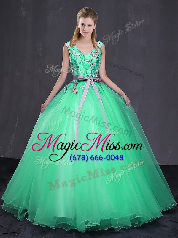 wholesale fancy turquoise sleeveless tulle lace up 15 quinceanera dress for military ball and sweet 16 and quinceanera