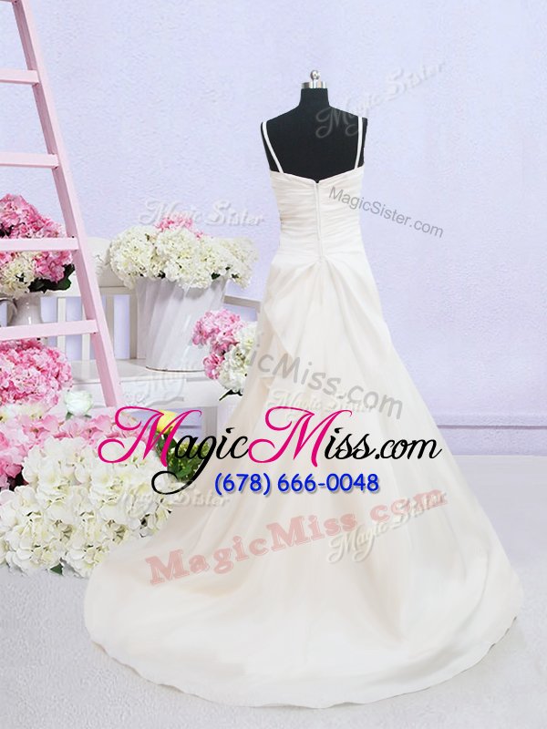 wholesale exquisite white sleeveless ruching zipper wedding gowns