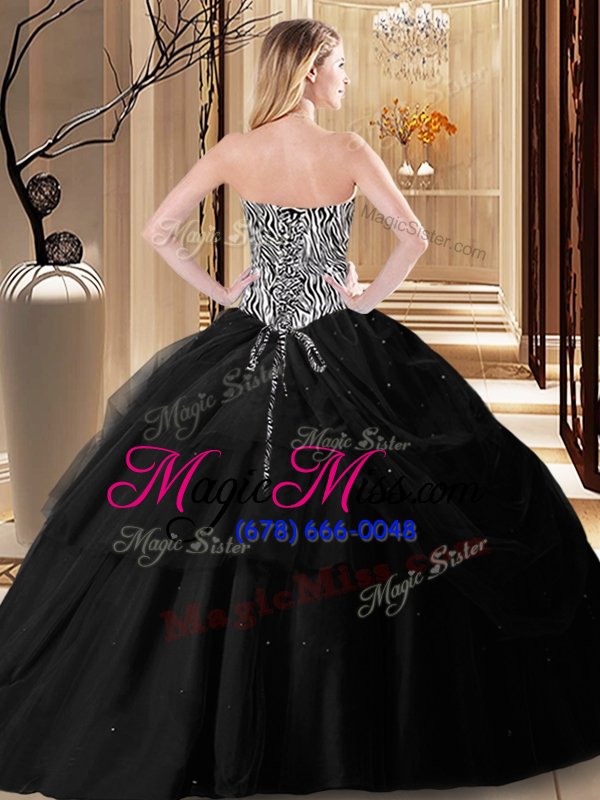 wholesale black lace up 15th birthday dress pick ups and pattern sleeveless floor length