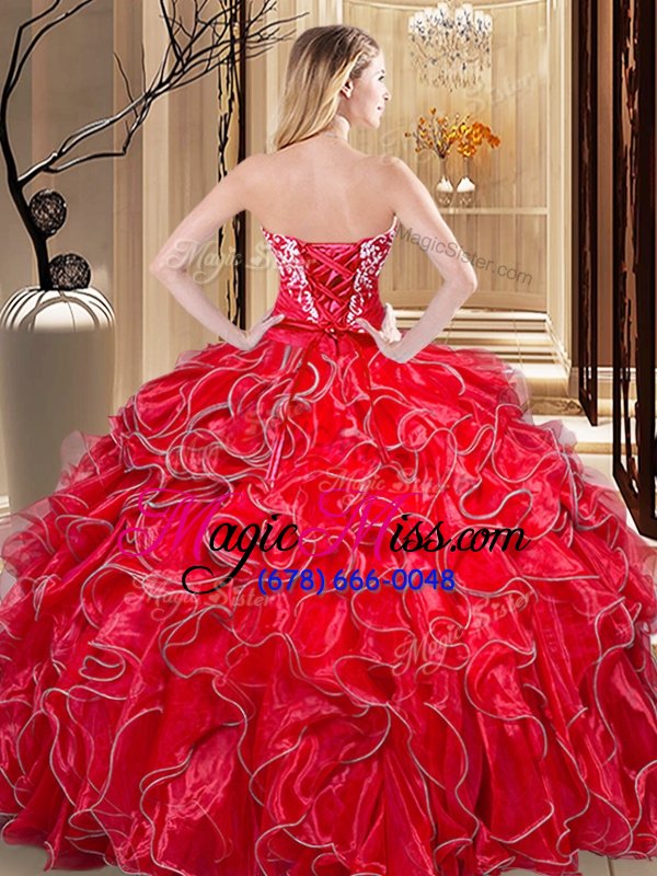 wholesale popular floor length ball gowns sleeveless coral red sweet 16 quinceanera dress lace up