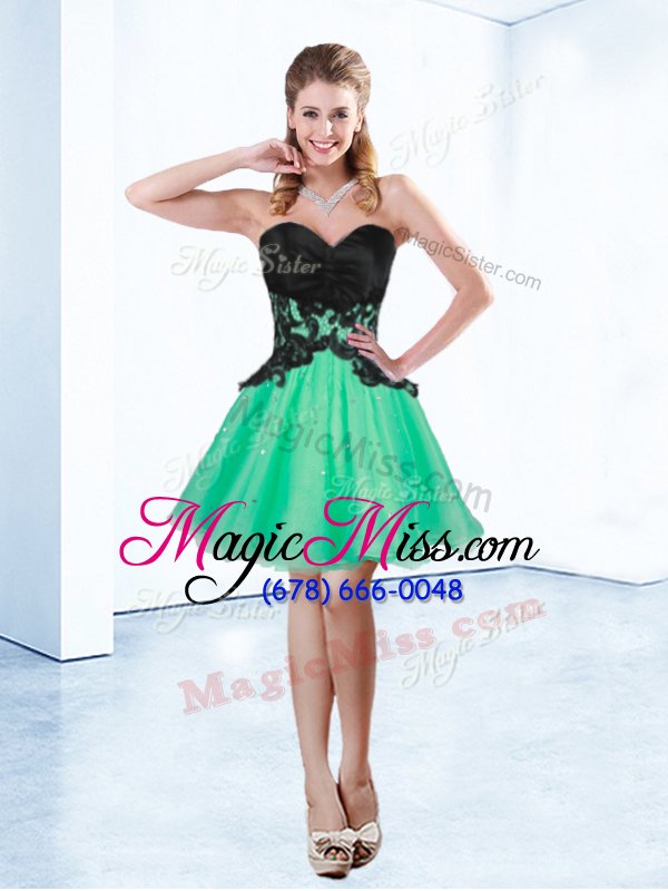 wholesale vintage mini length apple green dress for prom sweetheart sleeveless lace up