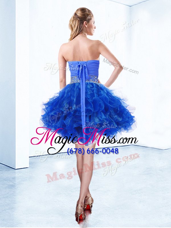 wholesale high quality royal blue sleeveless organza lace up prom dress for prom and party