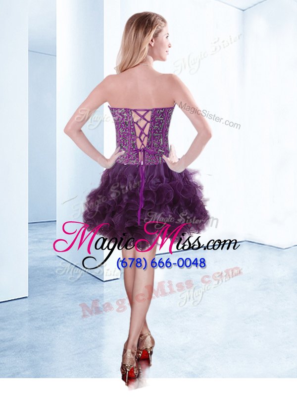 wholesale pink lace up cocktail dresses beading sleeveless mini length