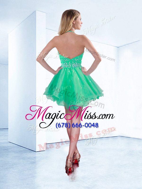 wholesale nice halter top organza sleeveless knee length homecoming gowns and beading
