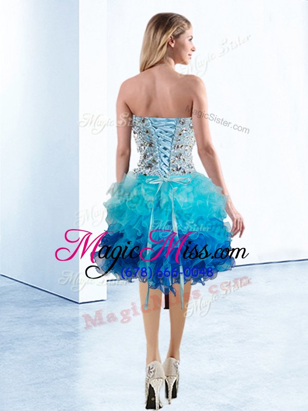 wholesale knee length lace up club wear multi-color and in for prom and party with beading and ruffles
