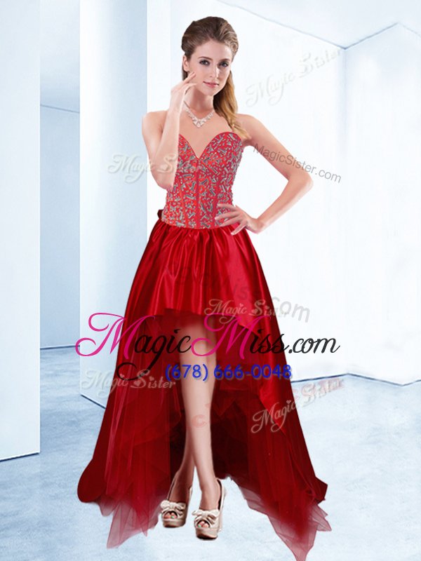 wholesale inexpensive sweetheart sleeveless satin evening gowns beading lace up