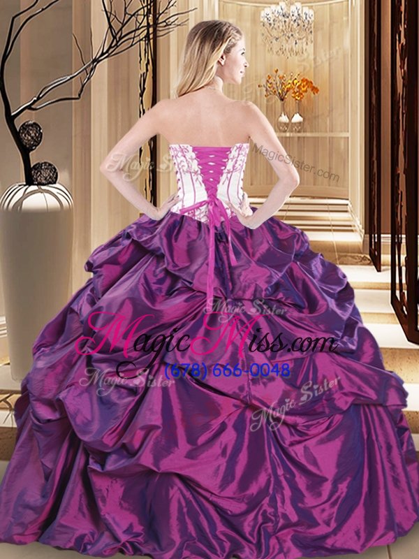wholesale designer turquoise ball gowns strapless sleeveless taffeta floor length lace up embroidery and pick ups sweet 16 dress