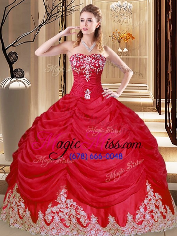 wholesale ideal sleeveless appliques and pick ups lace up quinceanera dresses