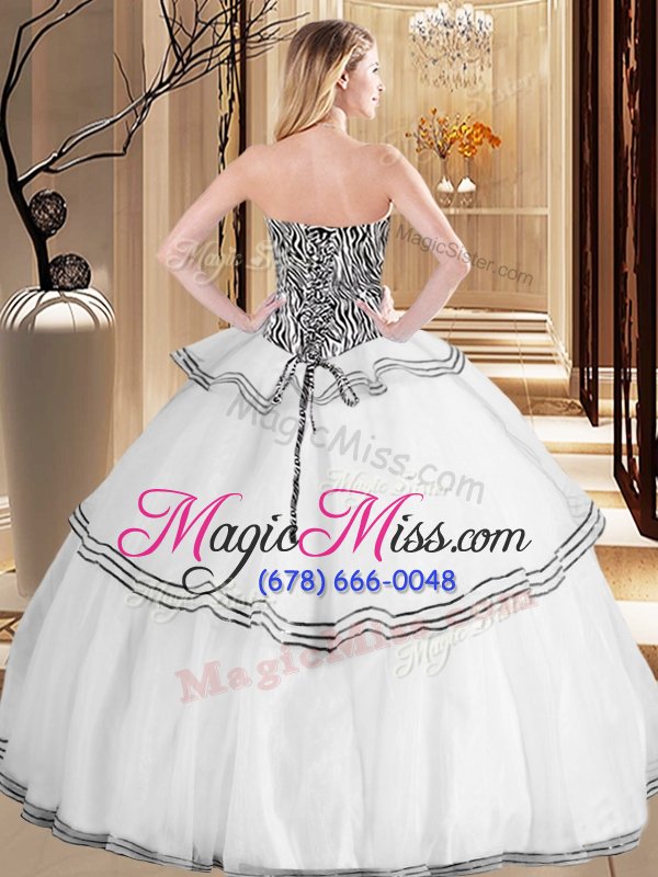 wholesale white sleeveless organza lace up vestidos de quinceanera for military ball and sweet 16 and quinceanera