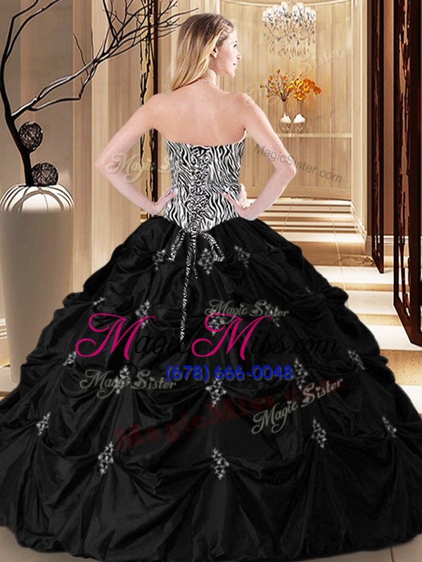 wholesale super pick ups ball gowns quinceanera dress black sweetheart taffeta sleeveless floor length lace up